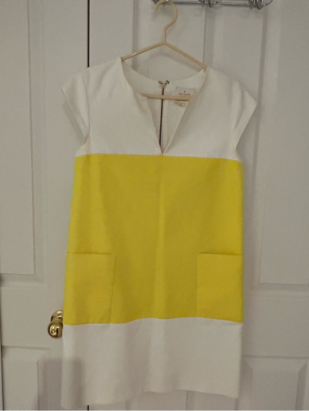 Kate Spade White and Yellow Colorblock Shift Dress